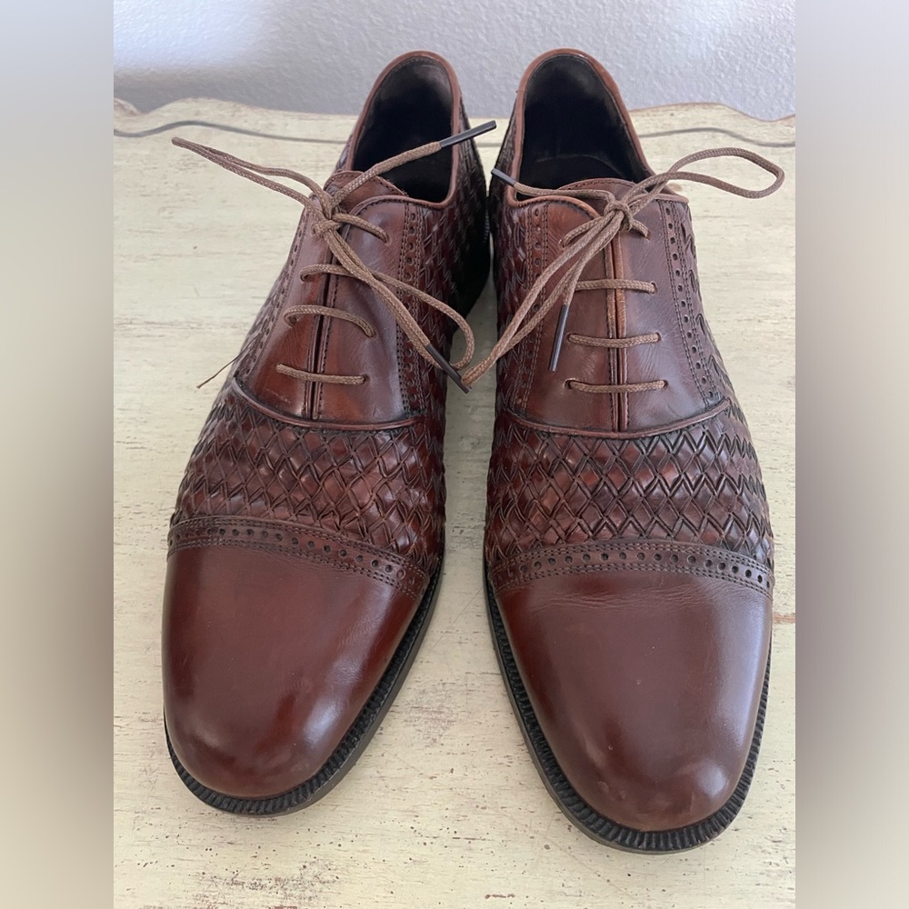 Bragano Cole Haan Made in Italy Woven Cap Toe Oxford Shoes in Brown Size 10‎